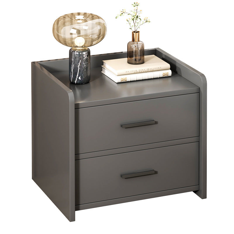 Modern Minimalist Medium-Density Fiberboard Cylindrical Rounded Rectangular Nightstand 2-Drawer For Bedroom