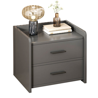Modern Minimalist Medium-Density Fiberboard Cylindrical Rounded Rectangular Nightstand 2-Drawer For Bedroom