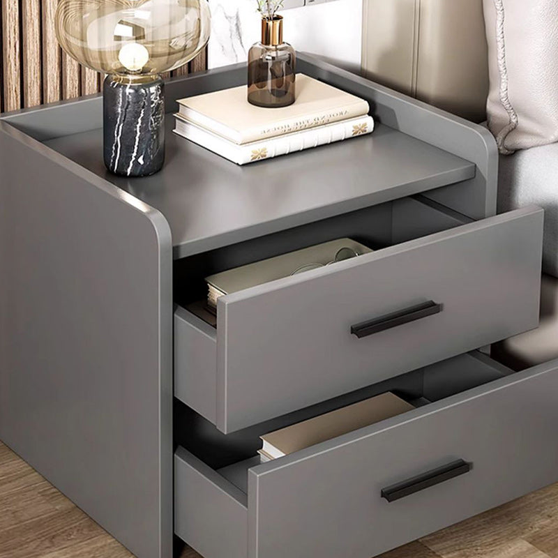 Modern Minimalist Medium-Density Fiberboard Cylindrical Rounded Rectangular Nightstand 2-Drawer For Bedroom