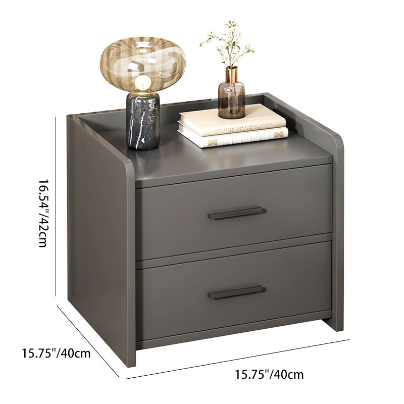 Modern Minimalist Medium-Density Fiberboard Cylindrical Rounded Rectangular Nightstand 2-Drawer For Bedroom