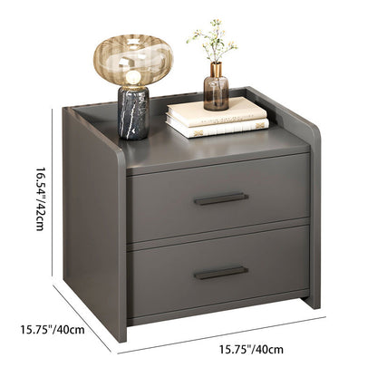 Modern Minimalist Medium-Density Fiberboard Cylindrical Rounded Rectangular Nightstand 2-Drawer For Bedroom