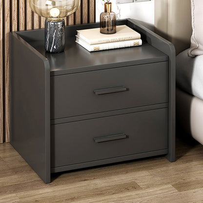 Modern Minimalist Medium-Density Fiberboard Cylindrical Rounded Rectangular Nightstand 2-Drawer For Bedroom