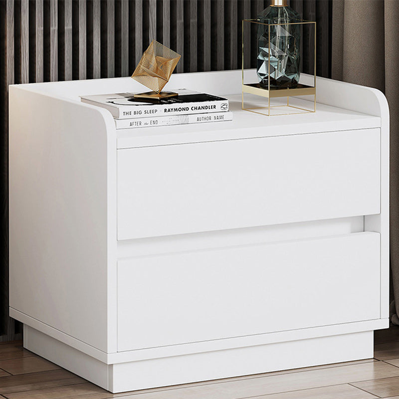 Modern Minimalist Medium-Density Fiberboard Cylindrical Rounded Rectangular Nightstand 2-Drawer For Bedroom