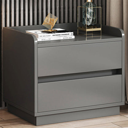 Modern Minimalist Medium-Density Fiberboard Cylindrical Rounded Rectangular Nightstand 2-Drawer For Bedroom