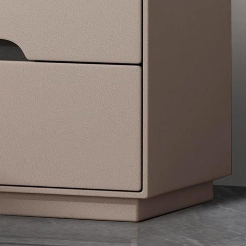 Modern Luxury Sintered Stone Microfiber Leather Solid Wood Rectangular Nightstand 2-Drawer For Bedroom