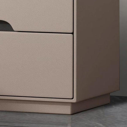 Modern Luxury Sintered Stone Microfiber Leather Solid Wood Rectangular Nightstand 2-Drawer For Bedroom