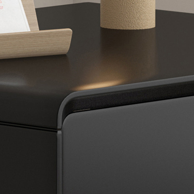 Modern Minimalist Solid Wood Rounded Square Nightstand 2-Drawer For Bedroom