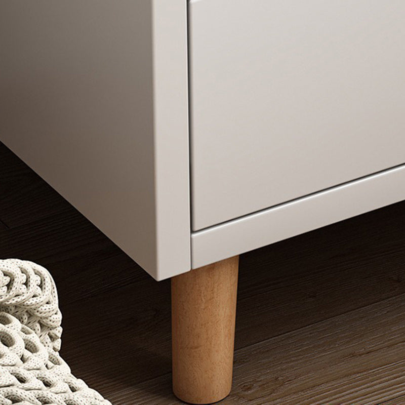 Modern Minimalist Medium-Density Fiberboard Solid Wood Rounded Rectangle Nightstand With 1/2 Drawers For Bedroom