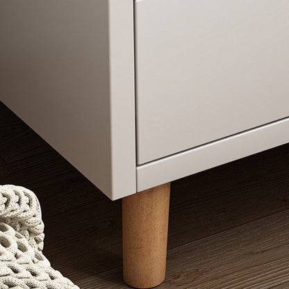 Modern Minimalist Medium-Density Fiberboard Solid Wood Rounded Rectangle Nightstand With 1/2 Drawers For Bedroom