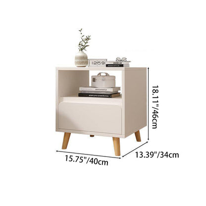 Modern Minimalist Medium-Density Fiberboard Solid Wood Cylinder Square Nightstand With 1/2/3 Drawers For Bedroom