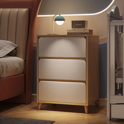 Modern Minimalist Medium-Density Fiberboard Solid Wood Cylinder Square Nightstand With 1/2/3 Drawers For Bedroom