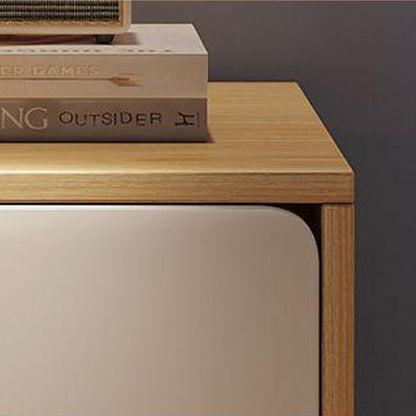 Modern Minimalist Medium-Density Fiberboard Solid Wood Cylinder Square Nightstand With 1/2/3 Drawers For Bedroom