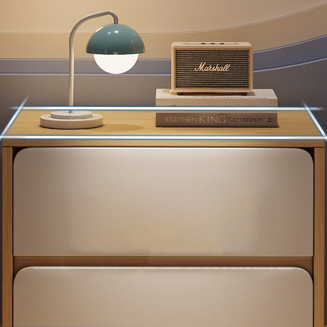 Modern Minimalist Medium-Density Fiberboard Solid Wood Cylinder Square Nightstand With 1/2/3 Drawers For Bedroom