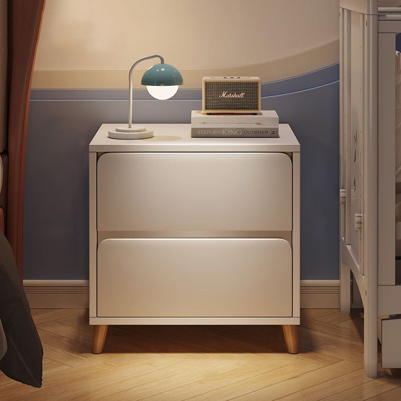 Modern Minimalist Medium-Density Fiberboard Solid Wood Cylinder Square Nightstand With 1/2/3 Drawers For Bedroom