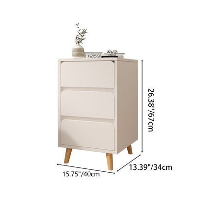 Modern Minimalist Medium-Density Fiberboard Solid Wood Cylinder Square Nightstand With 1/2/3 Drawers For Bedroom