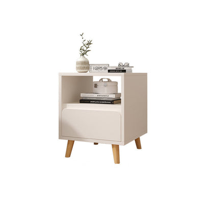 Modern Minimalist Medium-Density Fiberboard Solid Wood Cylinder Square Nightstand With 1/2/3 Drawers For Bedroom