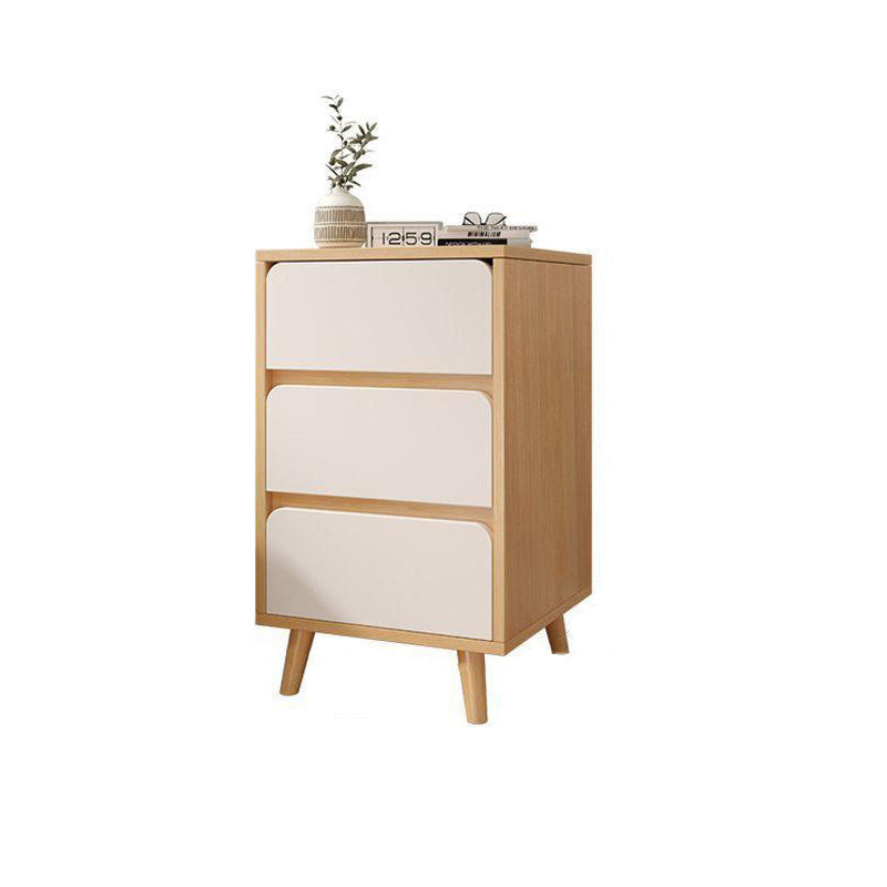 Modern Minimalist Medium-Density Fiberboard Solid Wood Cylinder Square Nightstand With 1/2/3 Drawers For Bedroom