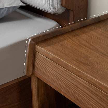 Traditional Vintage Black Walnut Grain Rectangular Nightstand With 2 Drawers For Bedroom