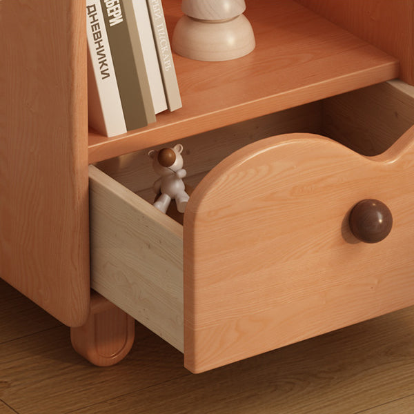 Contemporary Creative Solid Wood Cloud-Shaped Square Nightstand With 1-Drawer For Bedroom
