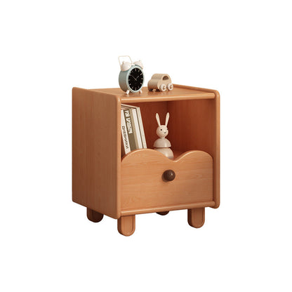 Contemporary Creative Solid Wood Cloud-Shaped Square Nightstand With 1-Drawer For Bedroom