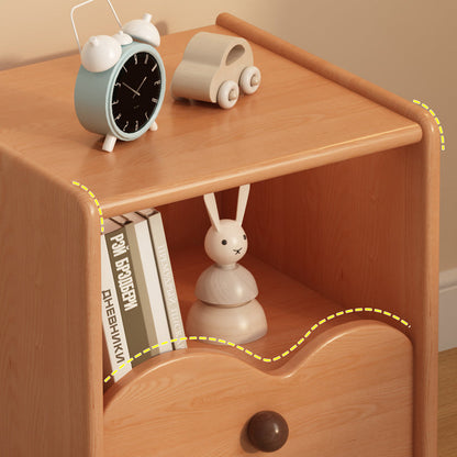 Contemporary Creative Solid Wood Cloud-Shaped Square Nightstand With 1-Drawer For Bedroom