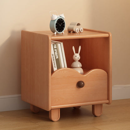 Contemporary Creative Solid Wood Cloud-Shaped Square Nightstand With 1-Drawer For Bedroom