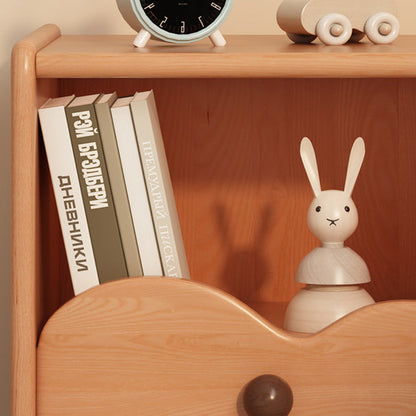 Contemporary Creative Solid Wood Cloud-Shaped Square Nightstand With 1-Drawer For Bedroom