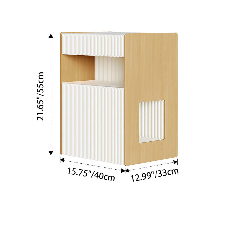 Contemporary Creative Kraft Paper Wood PS Board Rectangular Nightstand With 2 Tiers For Bedroom
