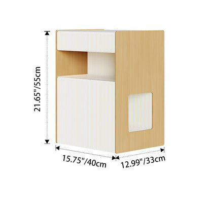 Contemporary Creative Kraft Paper Wood PS Board Rectangular Nightstand With 2 Tiers For Bedroom