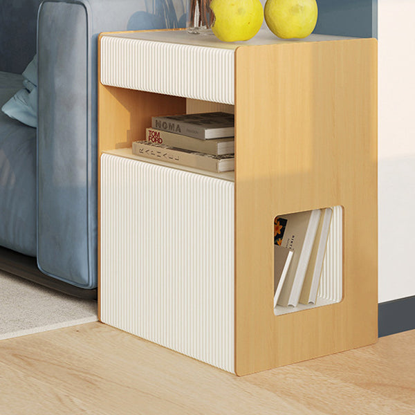 Contemporary Creative Kraft Paper Wood PS Board Rectangular Nightstand With 2 Tiers For Bedroom