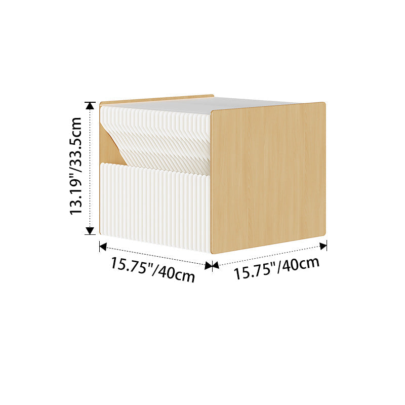 Contemporary Creative Kraft Paper Wood PS Board Rectangular Nightstand With 2 Tiers For Bedroom