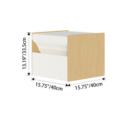 Contemporary Creative Kraft Paper Wood PS Board Rectangular Nightstand With 2 Tiers For Bedroom