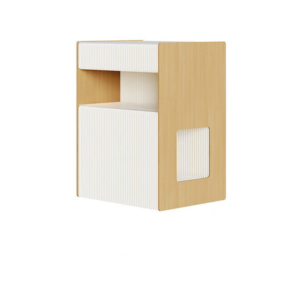 Contemporary Creative Kraft Paper Wood PS Board Rectangular Nightstand With 2 Tiers For Bedroom