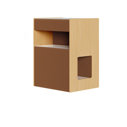 Contemporary Creative Kraft Paper Wood PS Board Rectangular Nightstand With 2 Tiers For Bedroom