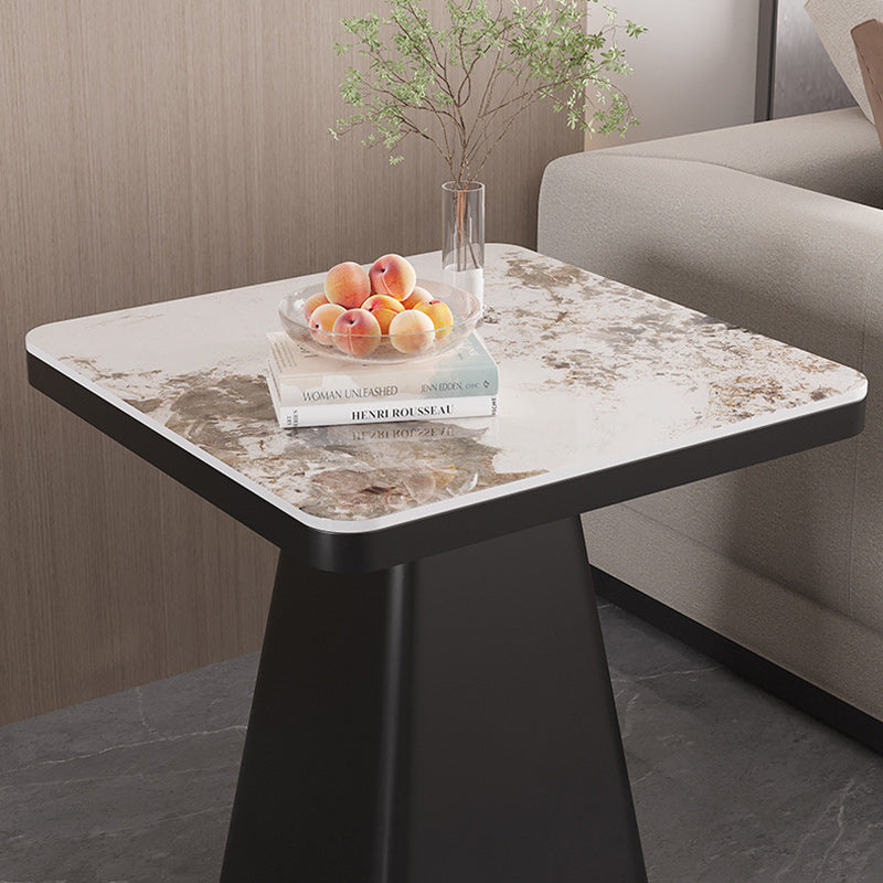 Modern Minimalist Sintered Stone Carbon Steel Square End Table 1-Tier For Bedroom & Living Room