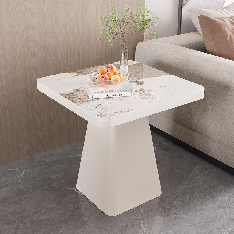 Modern Minimalist Sintered Stone Carbon Steel Square End Table 1-Tier For Bedroom & Living Room