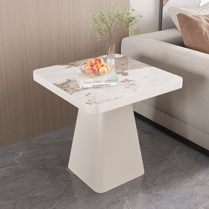 Modern Minimalist Sintered Stone Carbon Steel Square End Table 1-Tier For Bedroom & Living Room
