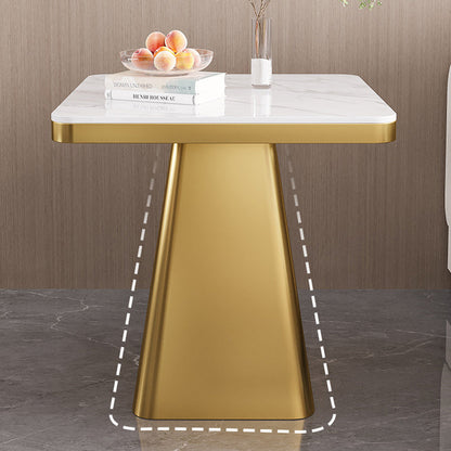 Modern Minimalist Sintered Stone Carbon Steel Square End Table 1-Tier For Bedroom & Living Room