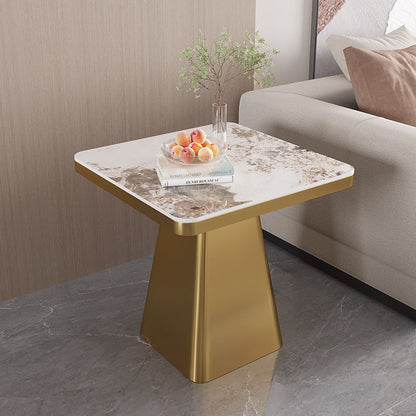 Modern Minimalist Sintered Stone Carbon Steel Square End Table 1-Tier For Bedroom & Living Room