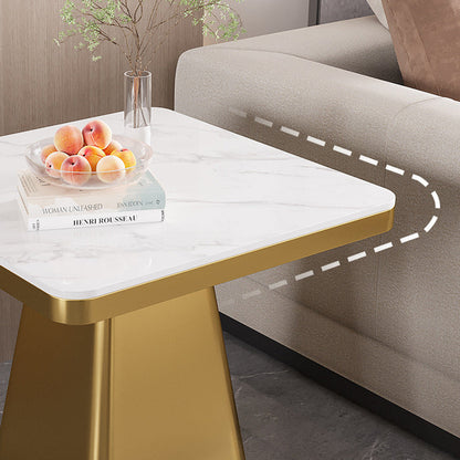 Modern Minimalist Sintered Stone Carbon Steel Square End Table 1-Tier For Bedroom & Living Room