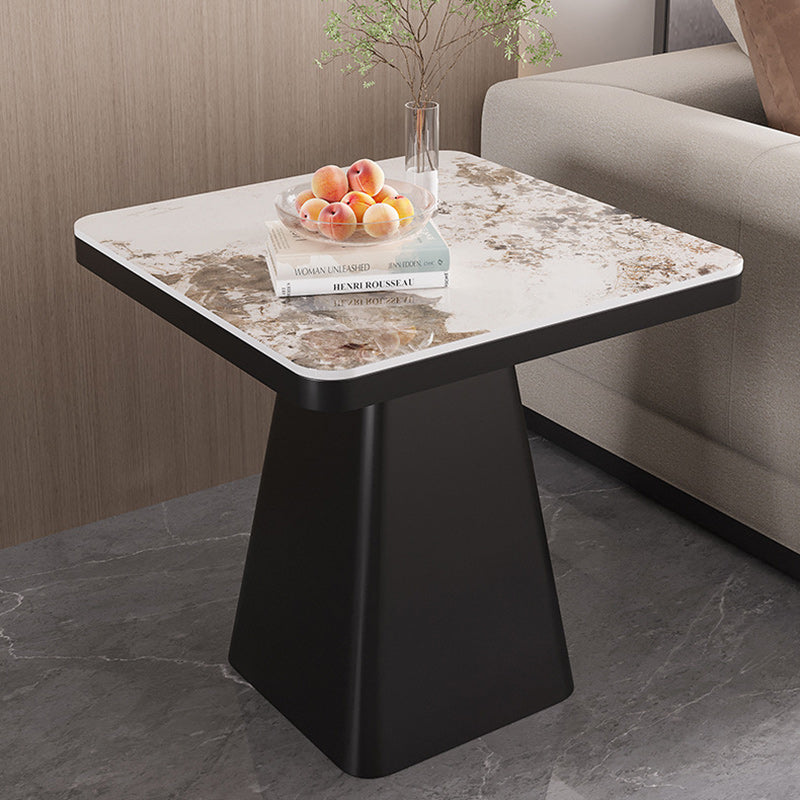 Modern Minimalist Sintered Stone Carbon Steel Square End Table 1-Tier For Bedroom & Living Room