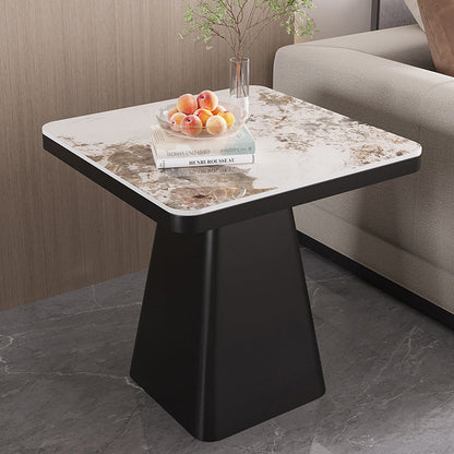 Modern Minimalist Sintered Stone Carbon Steel Square End Table 1-Tier For Bedroom & Living Room