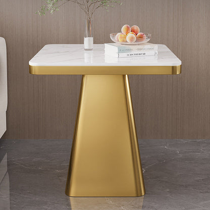 Modern Minimalist Sintered Stone Carbon Steel Square End Table 1-Tier For Bedroom & Living Room