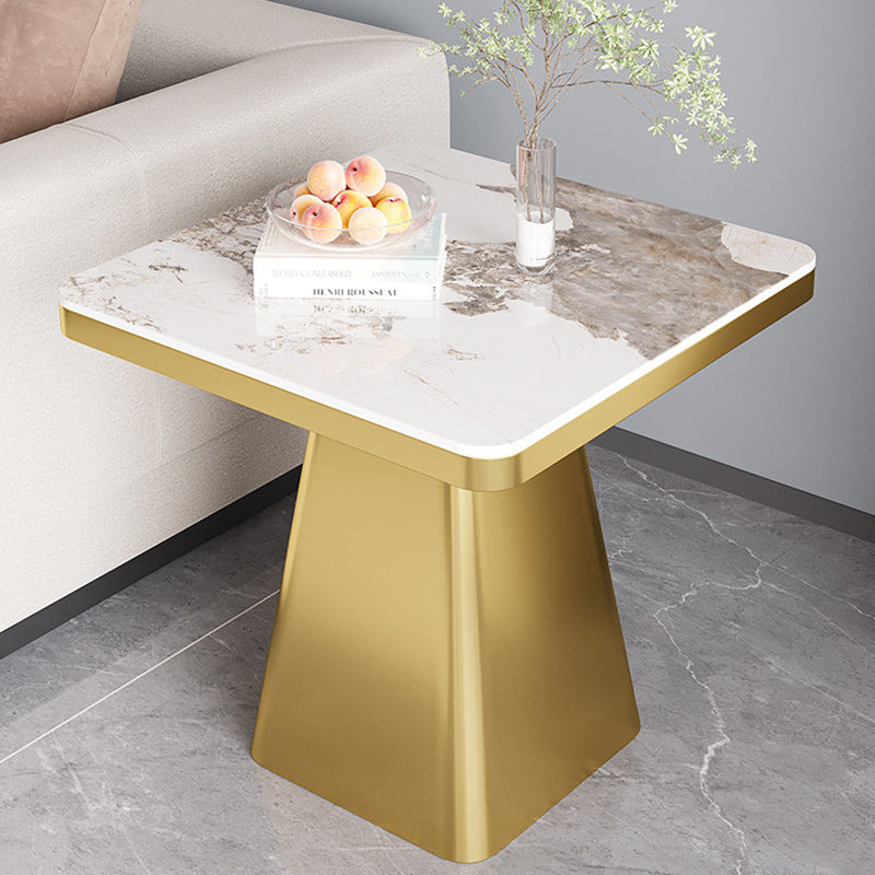 Modern Minimalist Sintered Stone Carbon Steel Square End Table 1-Tier For Bedroom & Living Room
