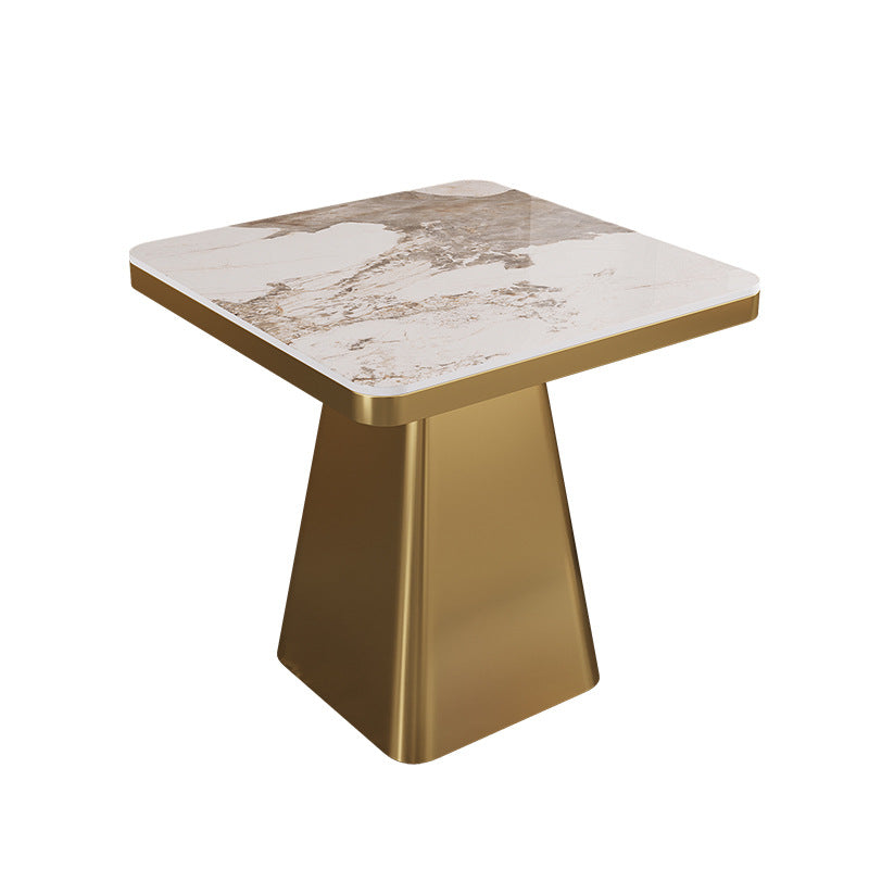 Modern Minimalist Sintered Stone Carbon Steel Square End Table 1-Tier For Bedroom & Living Room