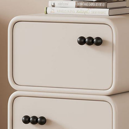 Modern Luxury Faux Leather Solid Wood Rounded Nightstand With 2 Drawers For Bedroom