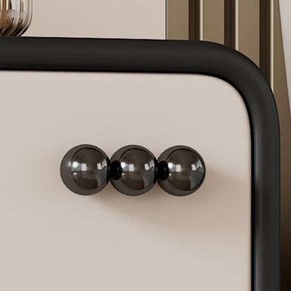 Modern Luxury Faux Leather Solid Wood Rounded Nightstand With 2 Drawers For Bedroom