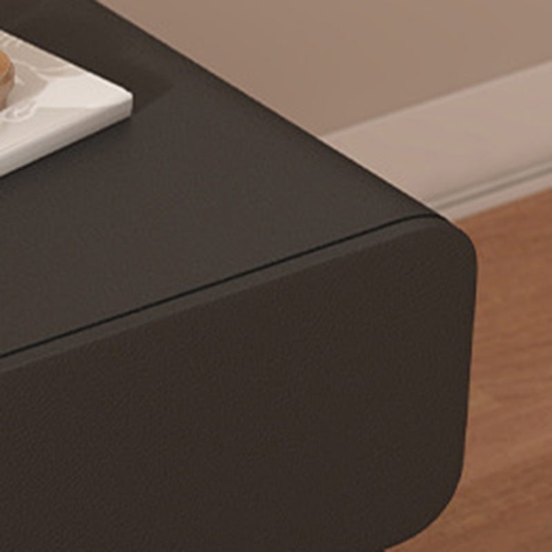 Modern Minimalist Solid Wood Faux Leather Metal Rounded Nightstand With 2 Drawers For Bedroom