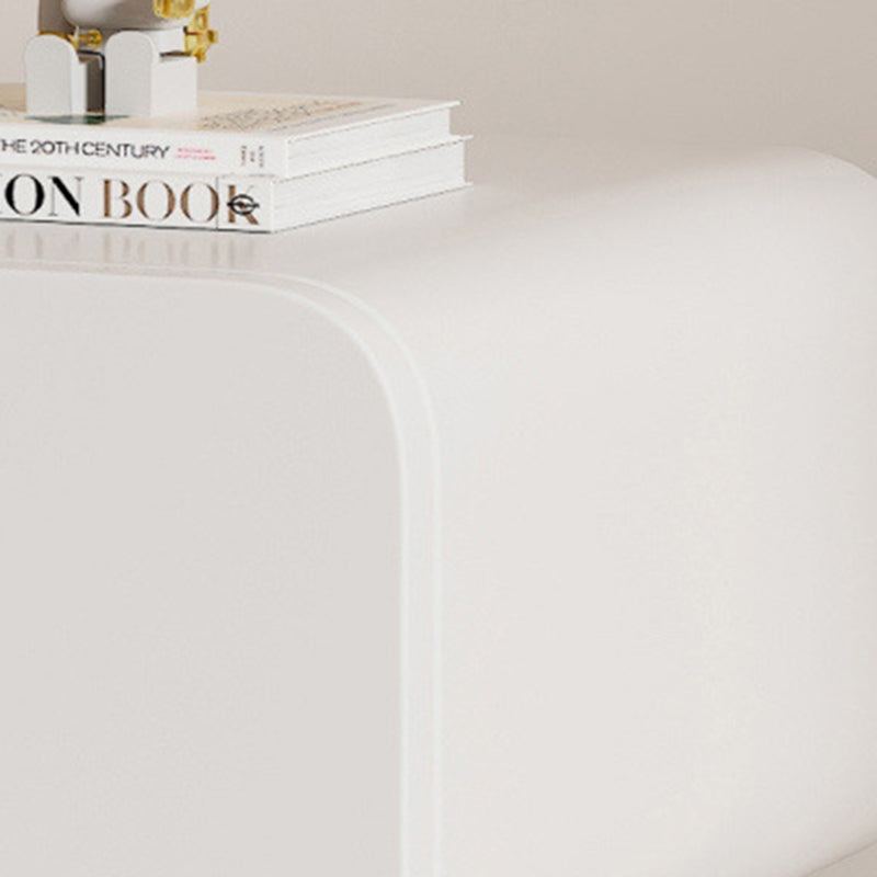 Modern Minimalist Soft Faux Leather Solid Wood Rounded Nightstand With 2 Drawers For Bedroom