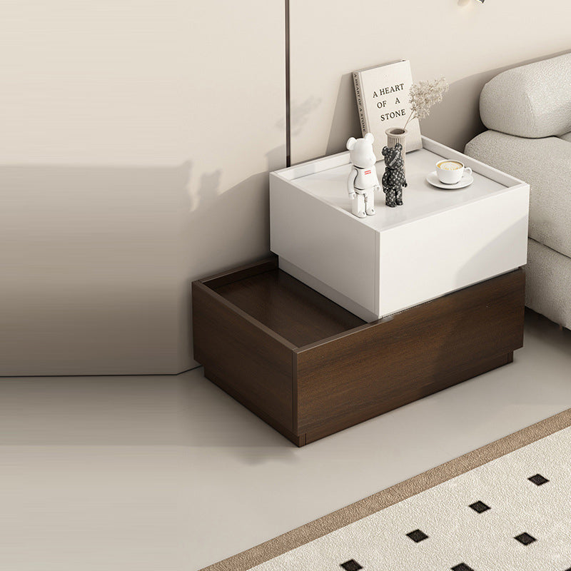 Contemporary Creative Engineered Wood Metal Rectangular Modular Nightstand 1/2-Drawer For Bedroom